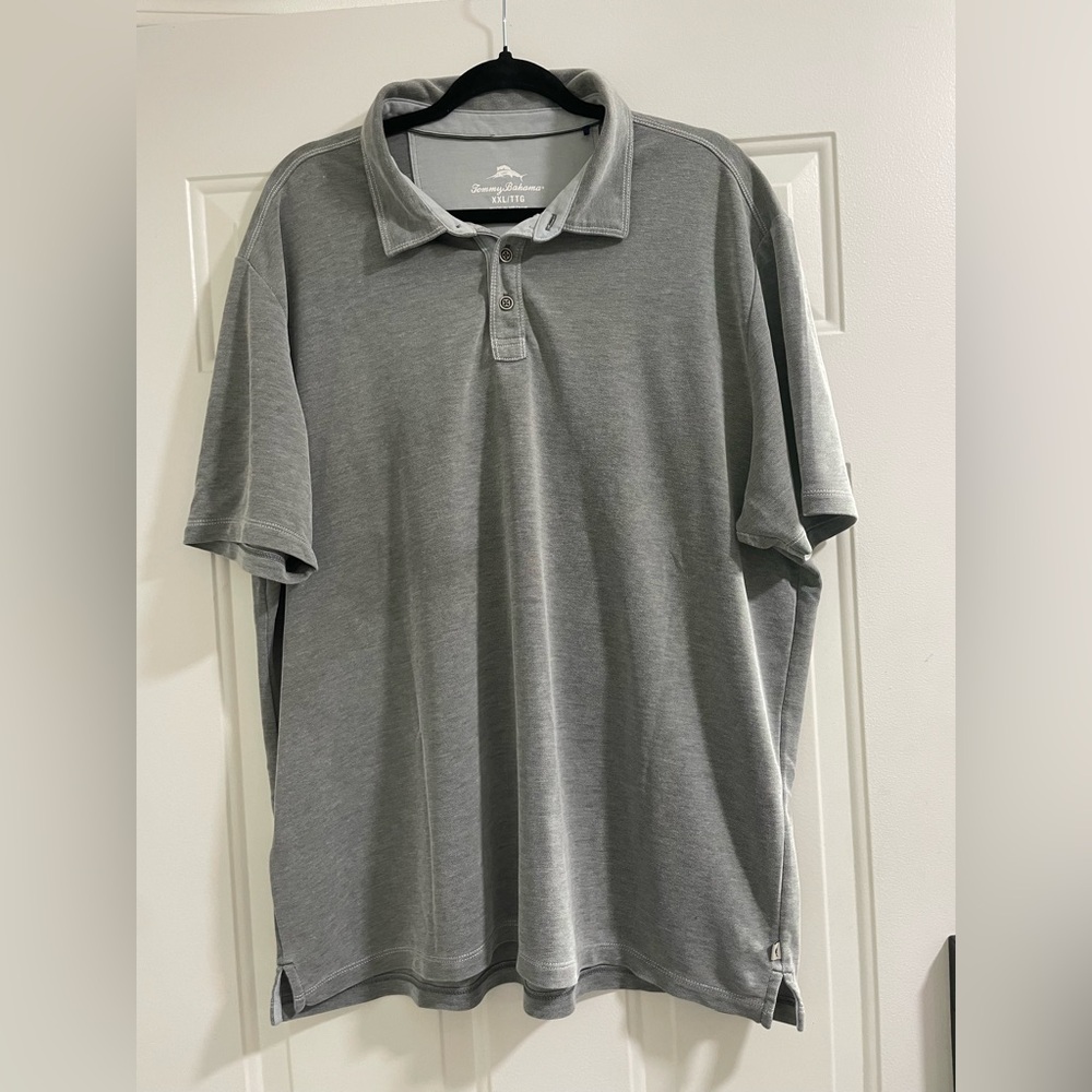 Men 🐟 Tommy Bahama Gray Polo Shirt Classic Fit, size XXL (GUC)